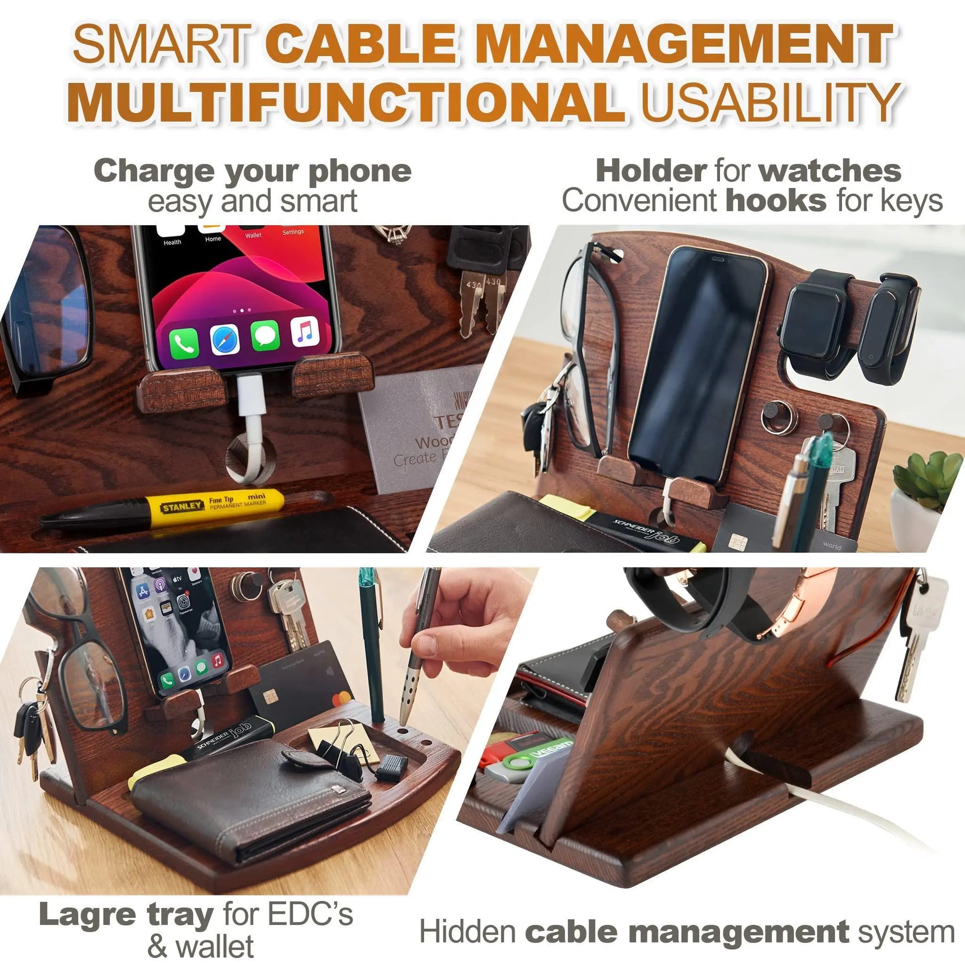 Wood Phone Docking Station Periwinkle Eros