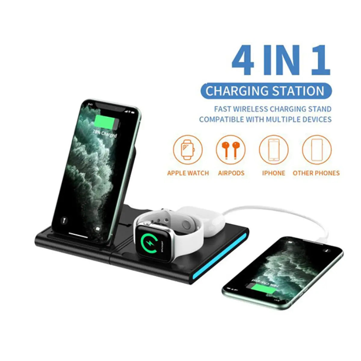 4-In-1 Wireless Charging Station Salmon Lucky