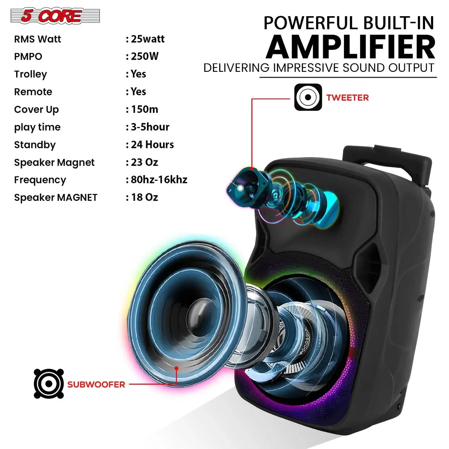 8 Inch PA Portable Speaker Violet Rose