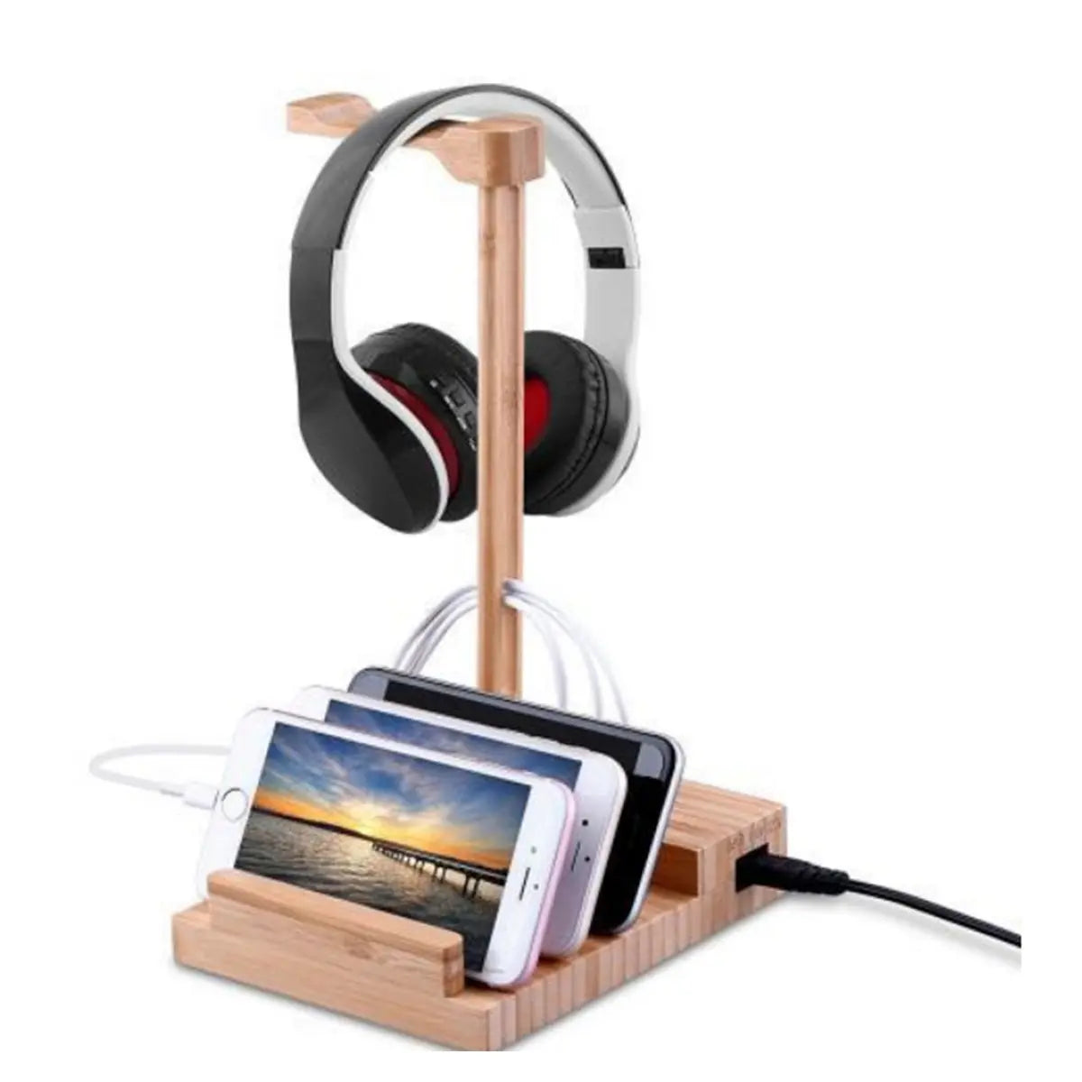 2-In-1 Bamboo Wood Charging Station Copper Hecuba