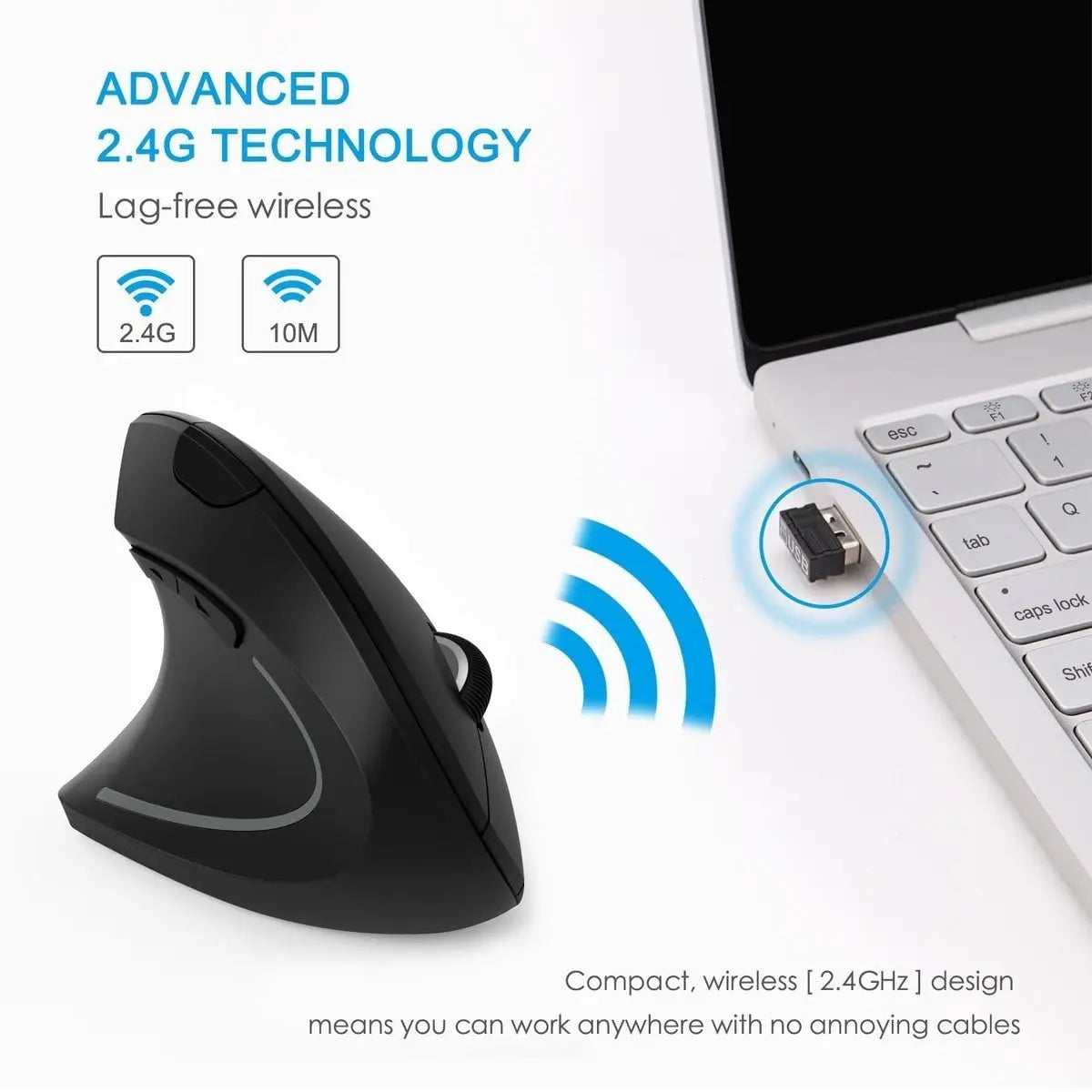 2.4G Wireless Ergonomic Vertical Mouse Yellow Pandora