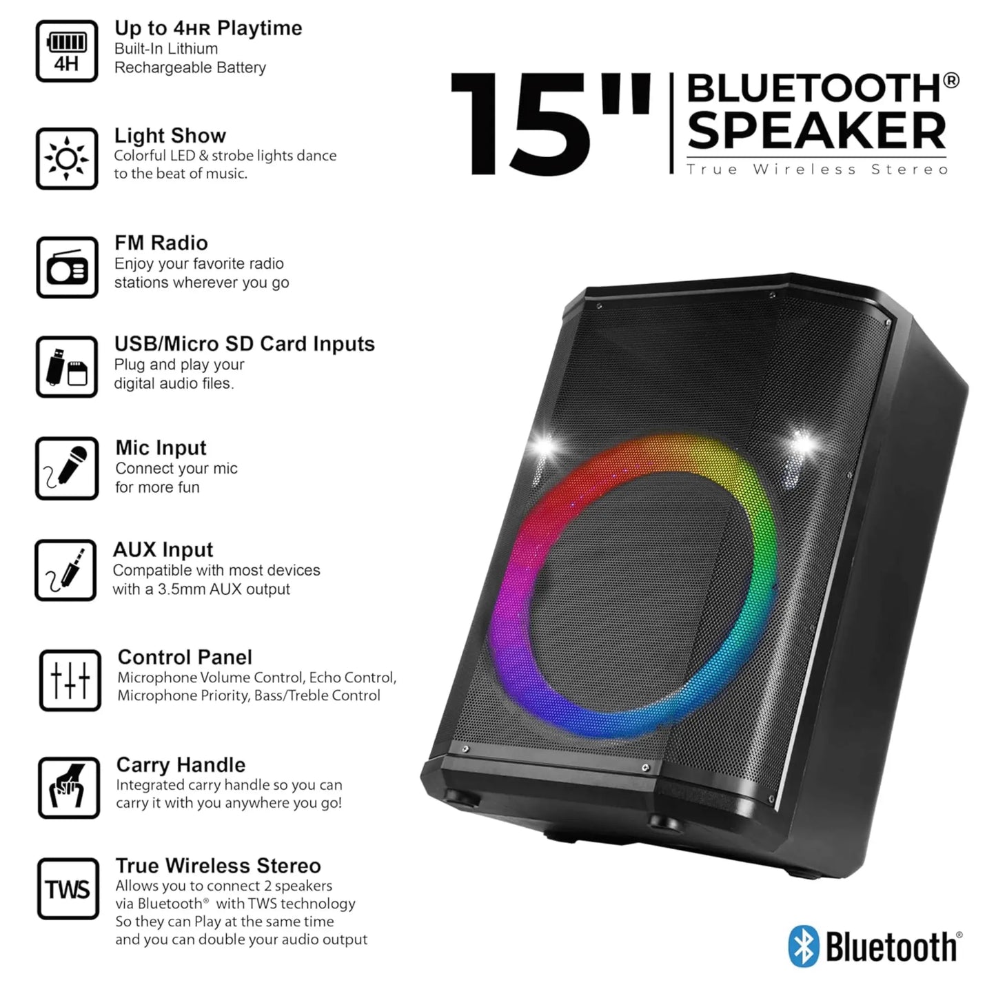15" Portable BT Speaker Sky Iapetus
