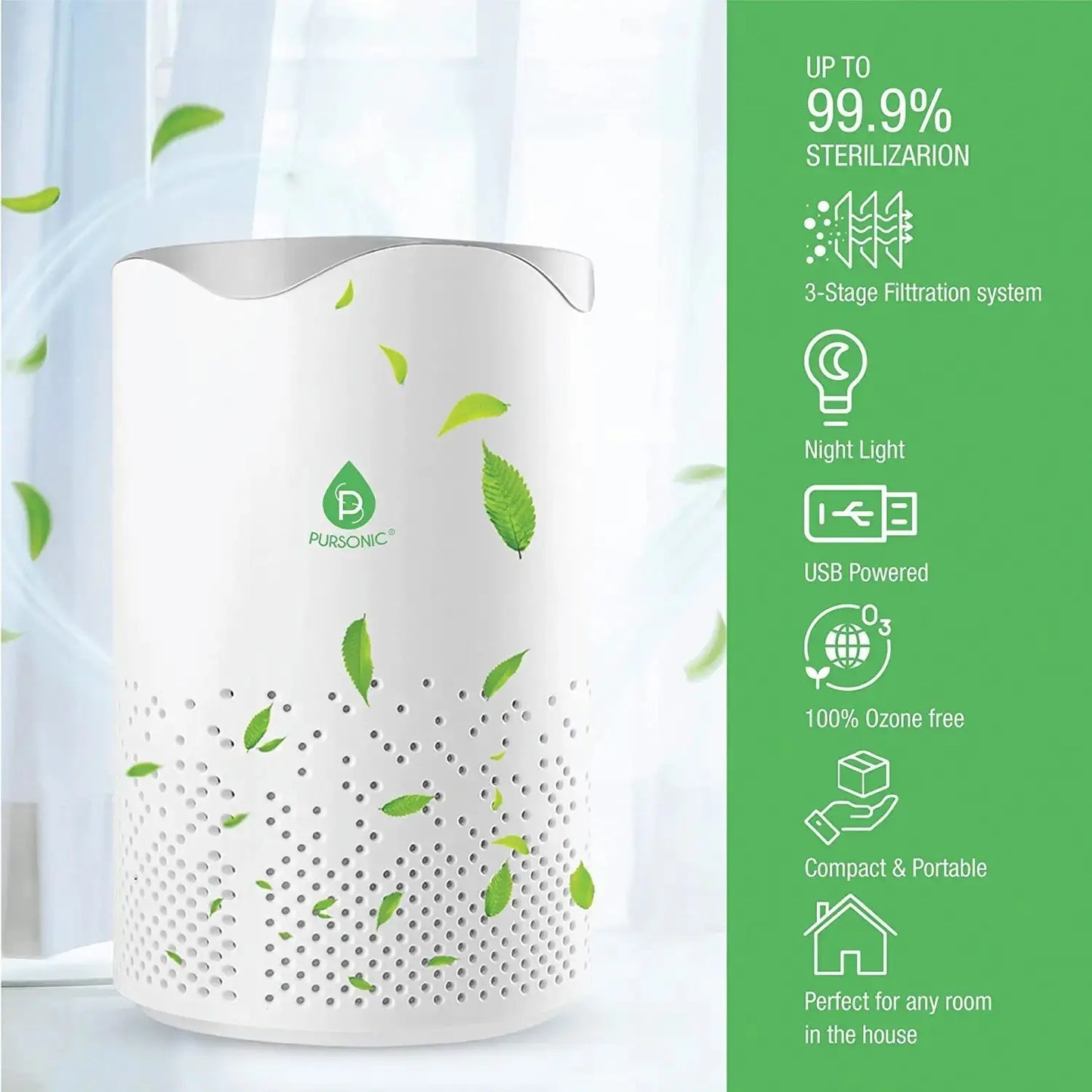 USB Powered HEPA Air Purifier Blush Apollo