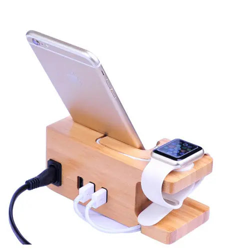 2-In-1 Bamboo Wood Charging Station Copper Hecuba