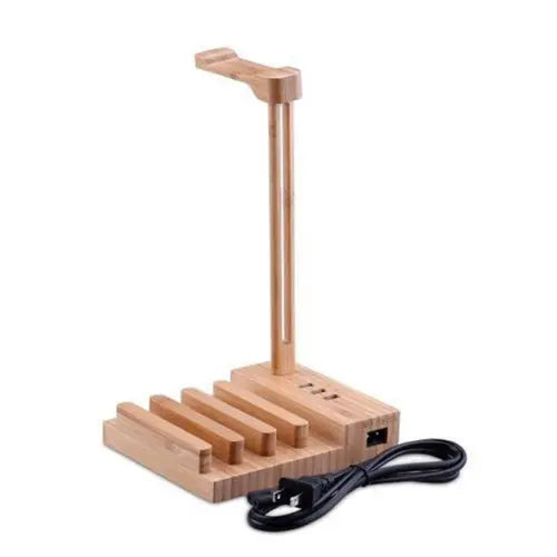 2-In-1 Bamboo Wood Charging Station Copper Hecuba