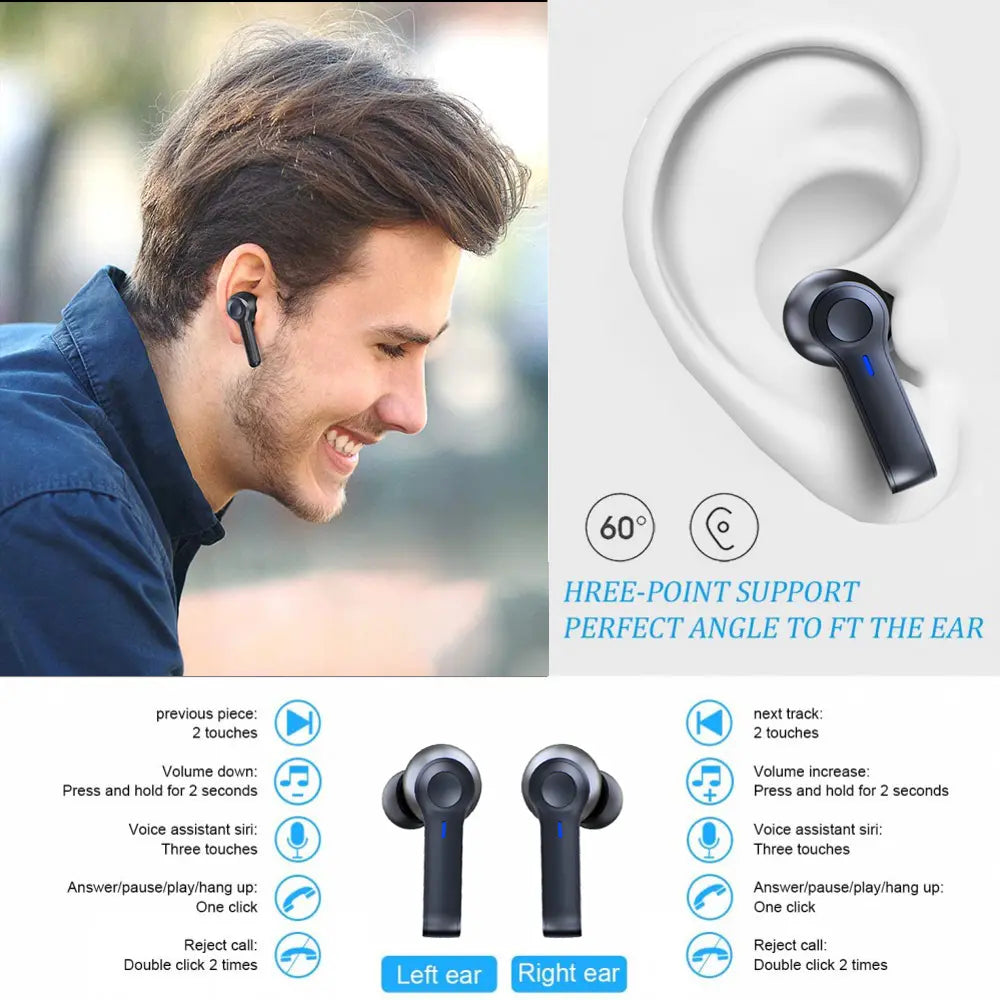 Wireless TWS 5.0 Bluetooth Earbuds Teal Simba