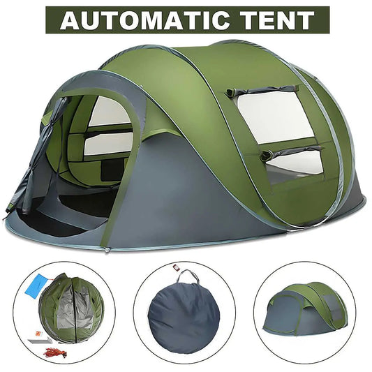 Large Automatic Pop-Up Camping Tent Yellow Pandora