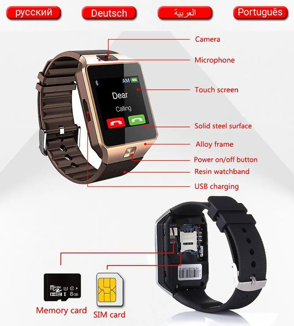 Bluetooth Android Smartwatch W/Camera Jade
